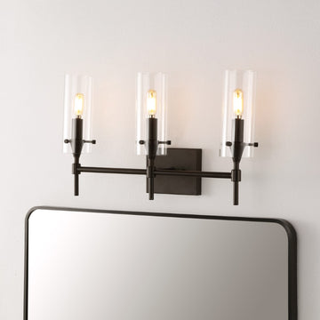 Cato Bohemian Farmhouse Iron/Glass LED Vanity